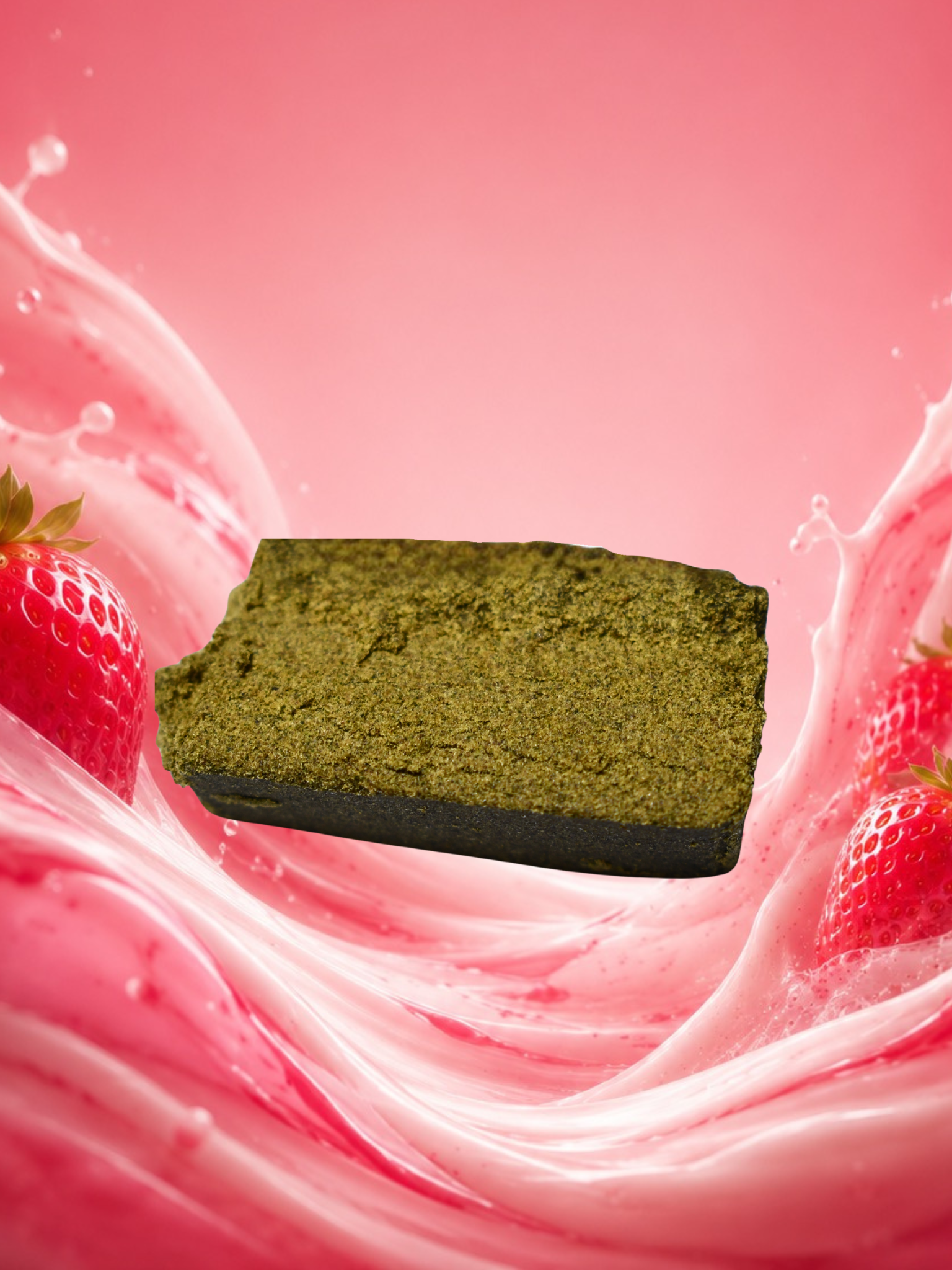 Hash premium Strawberry Kush confectionné par le Hash-Maker BZHash aux notes gourmandes de fraise et à la texture travaillée